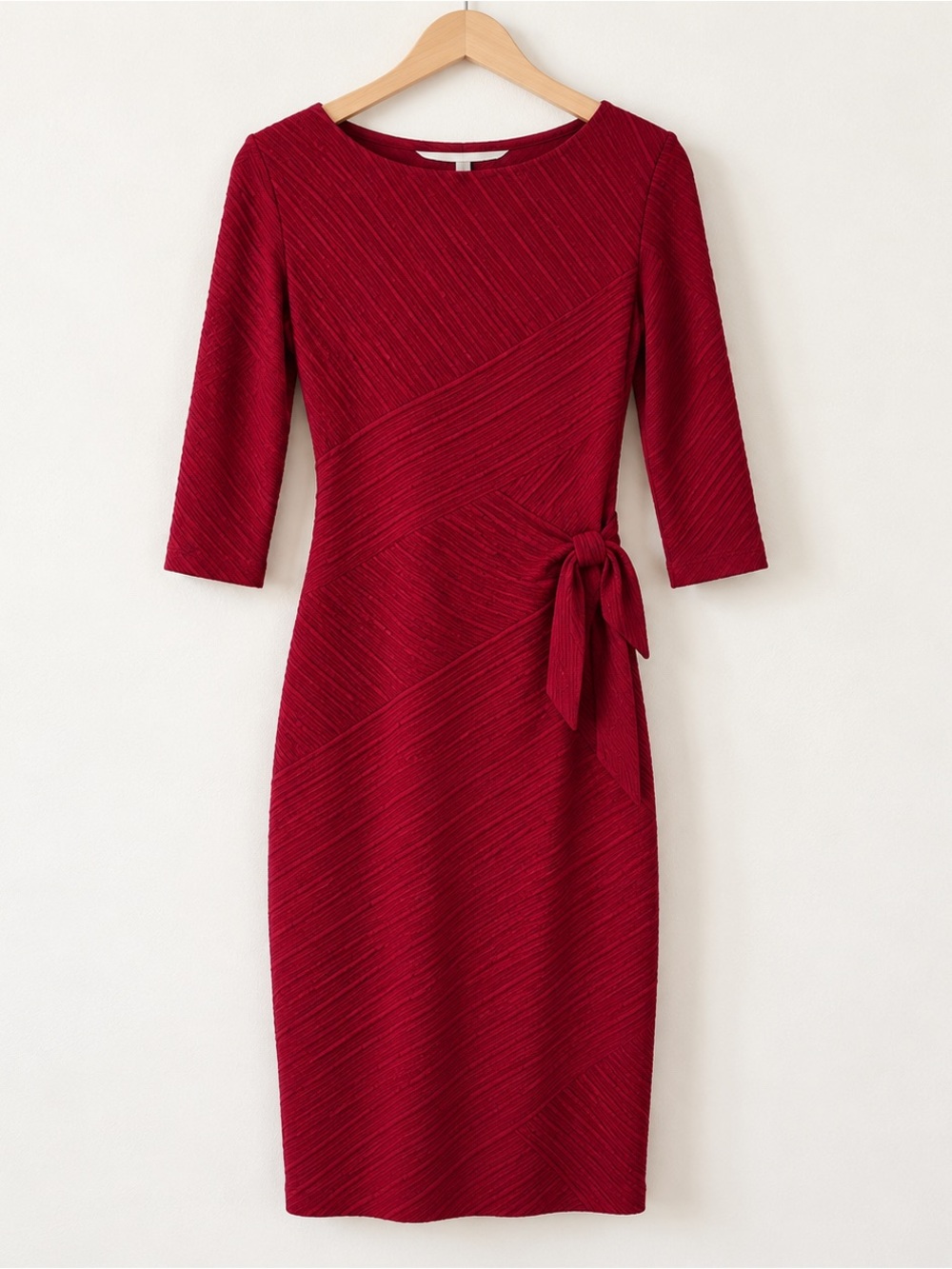 Donna Morgan Burgundy Textured Side-Tie Midi Dress Size 10 NWT